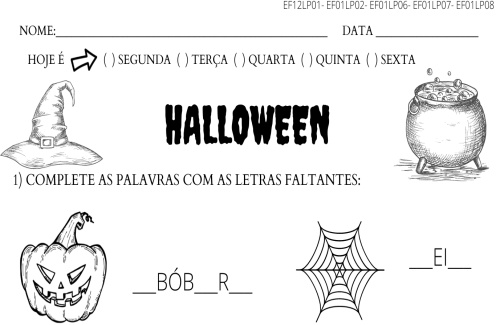 atividade dia das bruxas-halloween letras faltantes